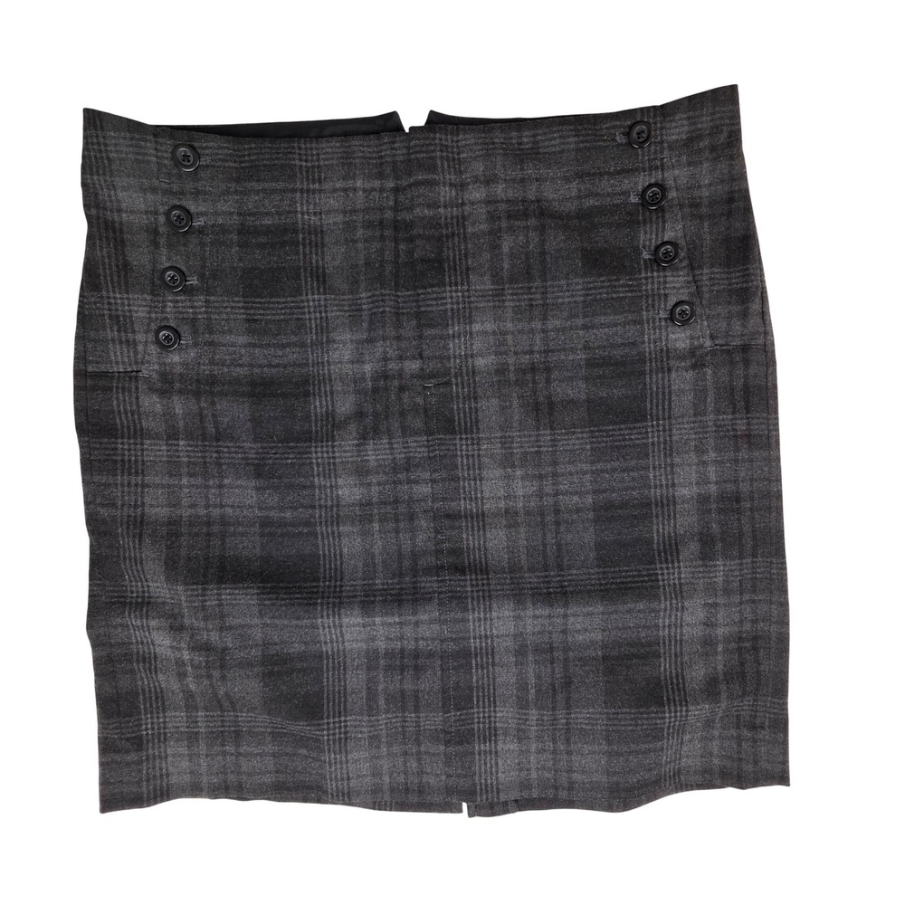 Gap Womens Charcoal Grey Plaid Button Front Stretch Mini Skirt Size 14